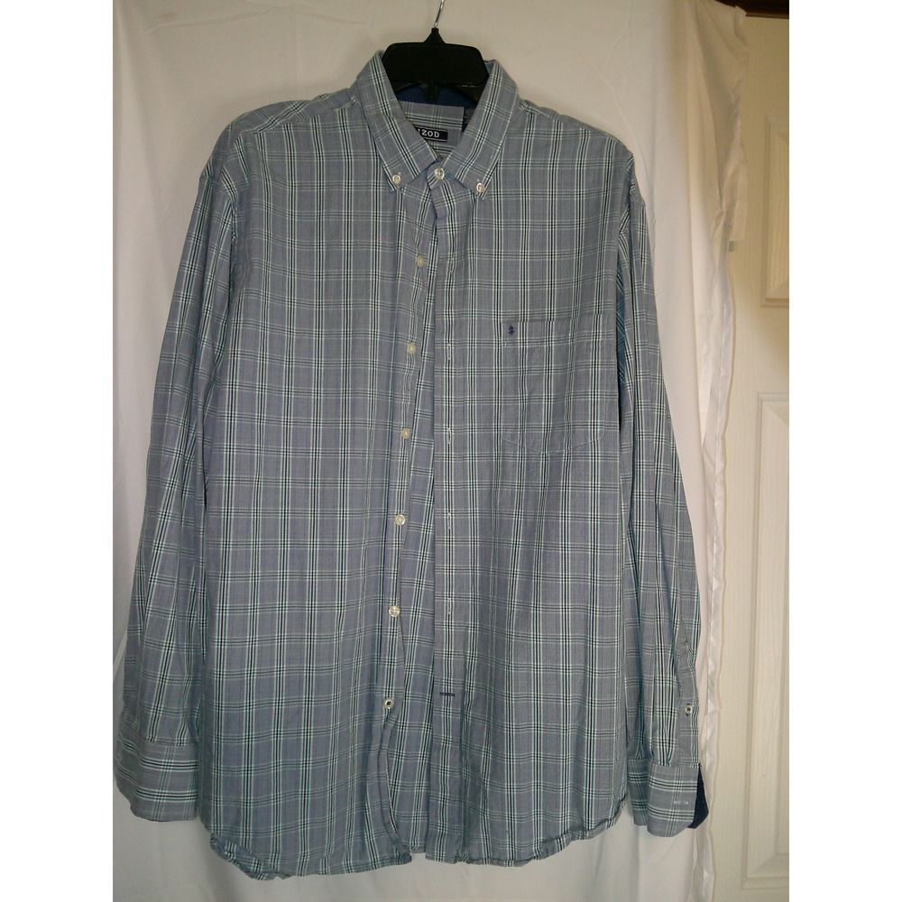 IZOD Classic Plaid Button-Down Shirt Long Sleeve Casual Business‎ Wear